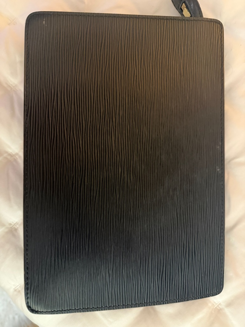 Black Textured Zip Portfolio authentic Louis Vitton - Picture 4 of 5